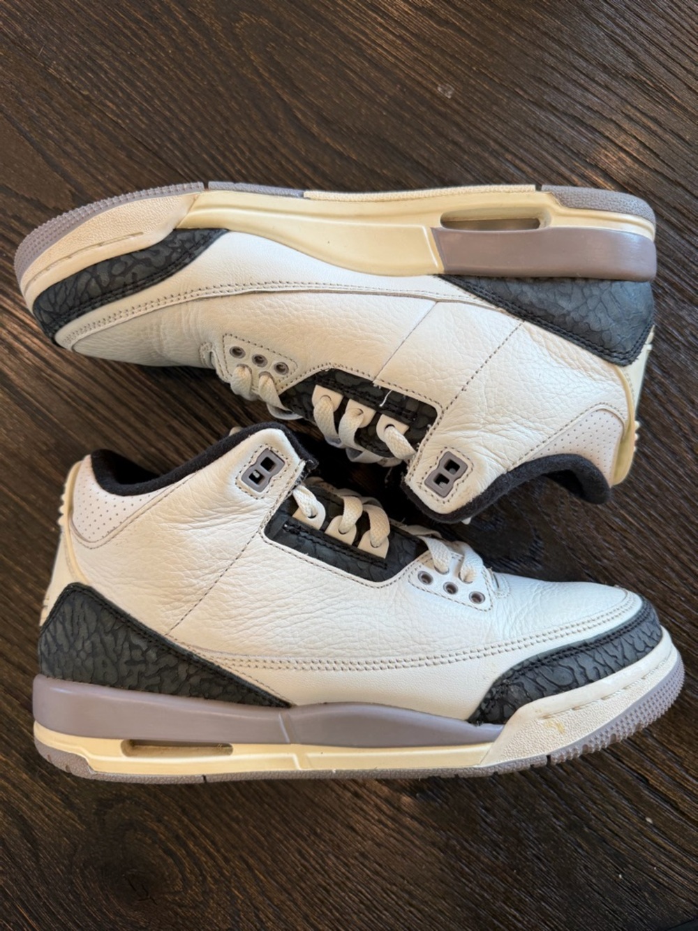 Nike Air Jordan 3 Retro White Cement Grey Shoes size 7Y